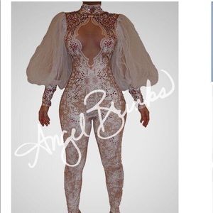 Angel brinks jumpsuit with pink rhinestones